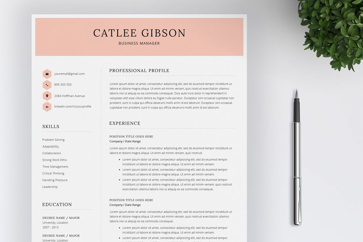 Resume Template and Cover Letter / 4 Pages example image 1