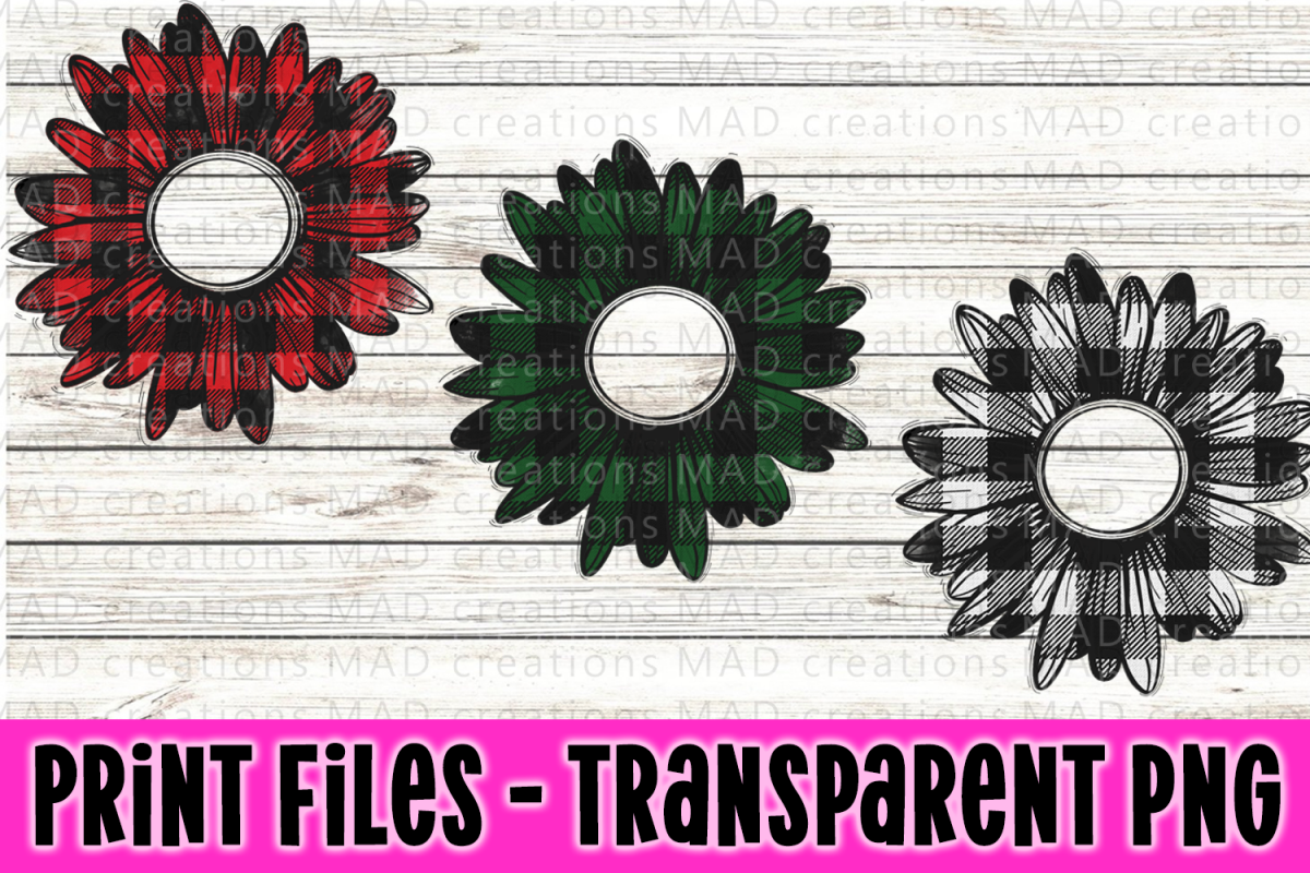 Buffalo Plaid - Rustic Sunflowers - Print Files example image 1