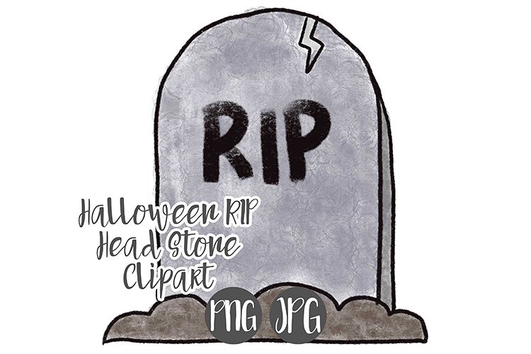 Hand Drawn Halloween Grave Stone Clipart example image 1