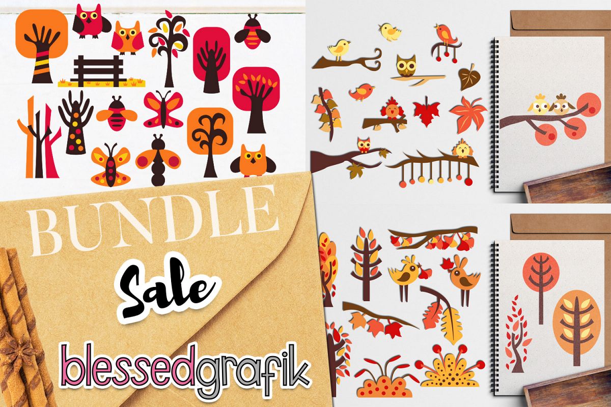 Autumn Fall Bundle - Nature clip art illustrations example image 1