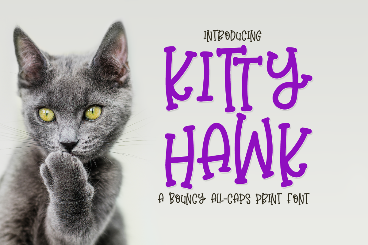 Kitty Hawk - a bouncy all-caps print example image 1