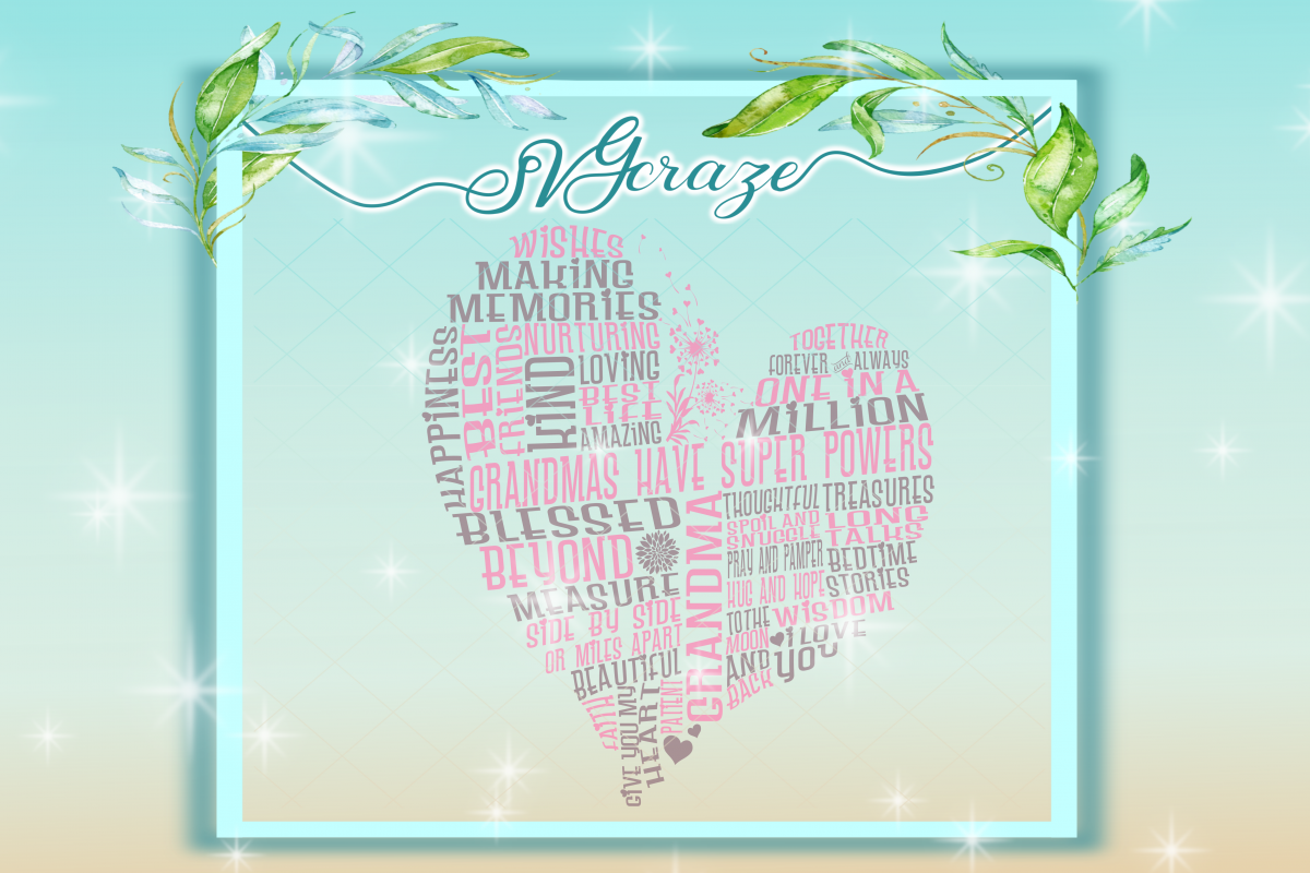 Grandmother Subway Art Heart SVG example image 1