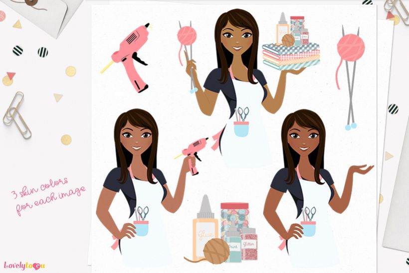 Woman crafts character clip art L156 Zoe example image 1