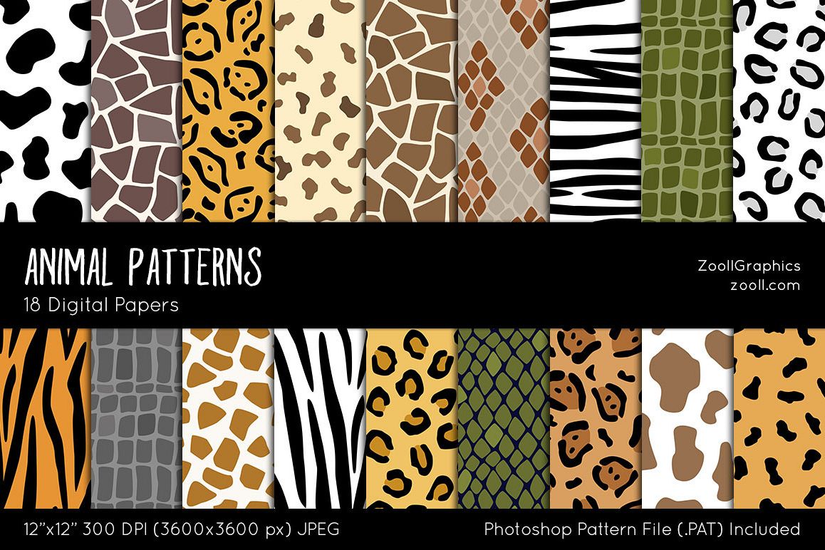 Animal Patterns Digital Papers example image 1