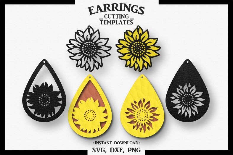 Download Sunflower Earring, Silhouette Cameo, Cricut, Cut,SVG DXF PNG