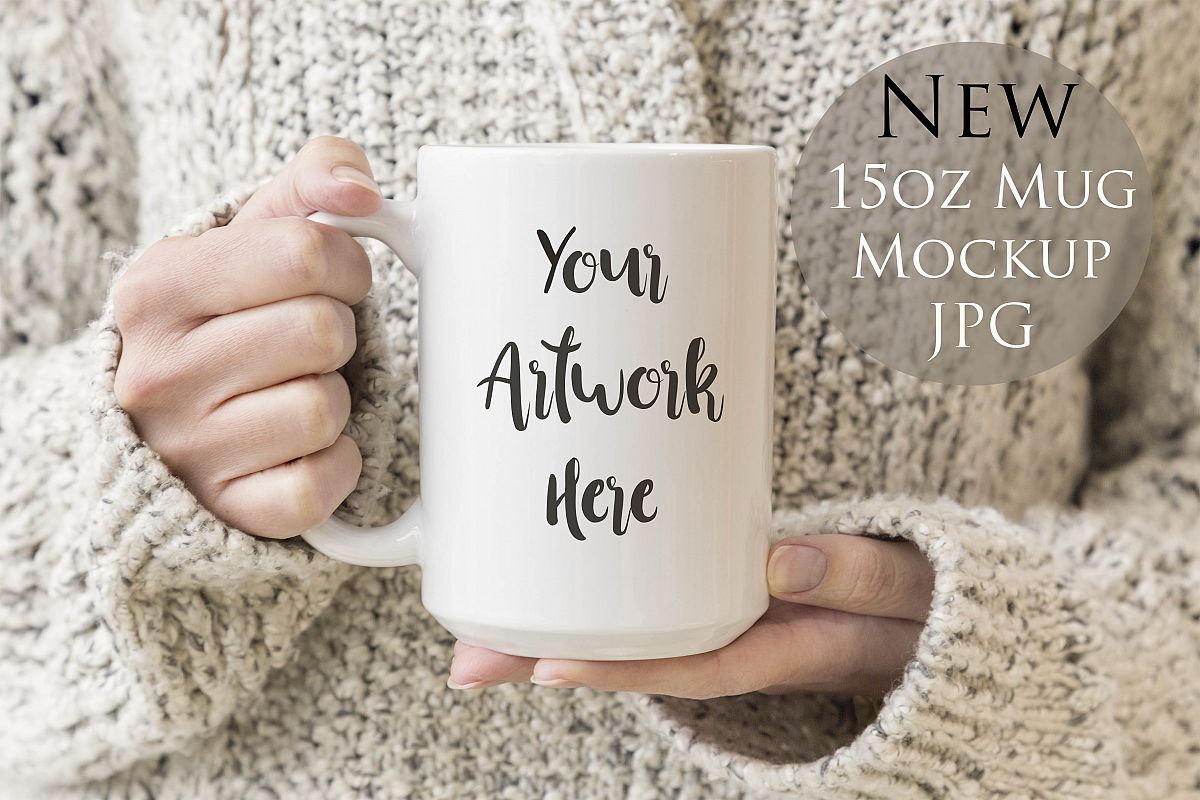 15oz Mug Mockup- Woman holding mug example image 1