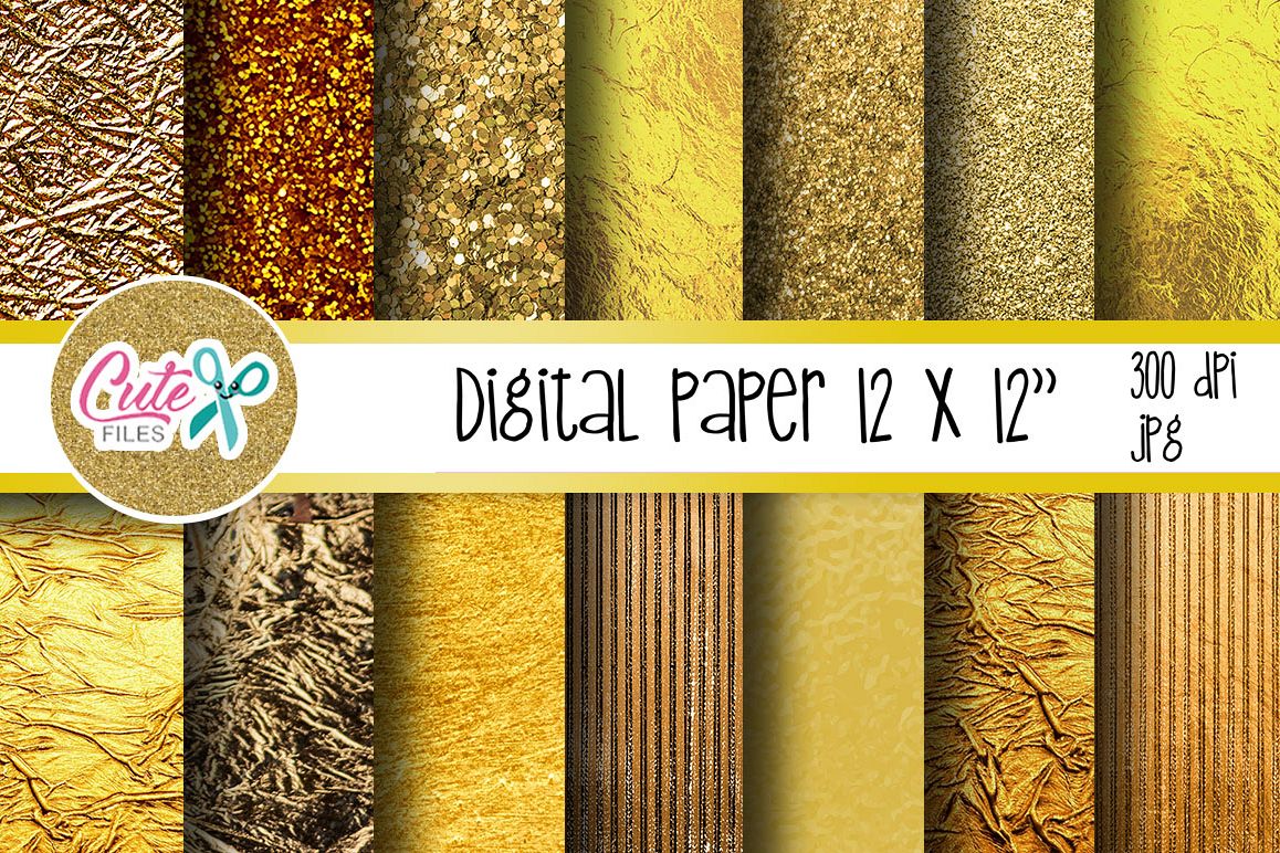 Gold metalic digital paper example image 1