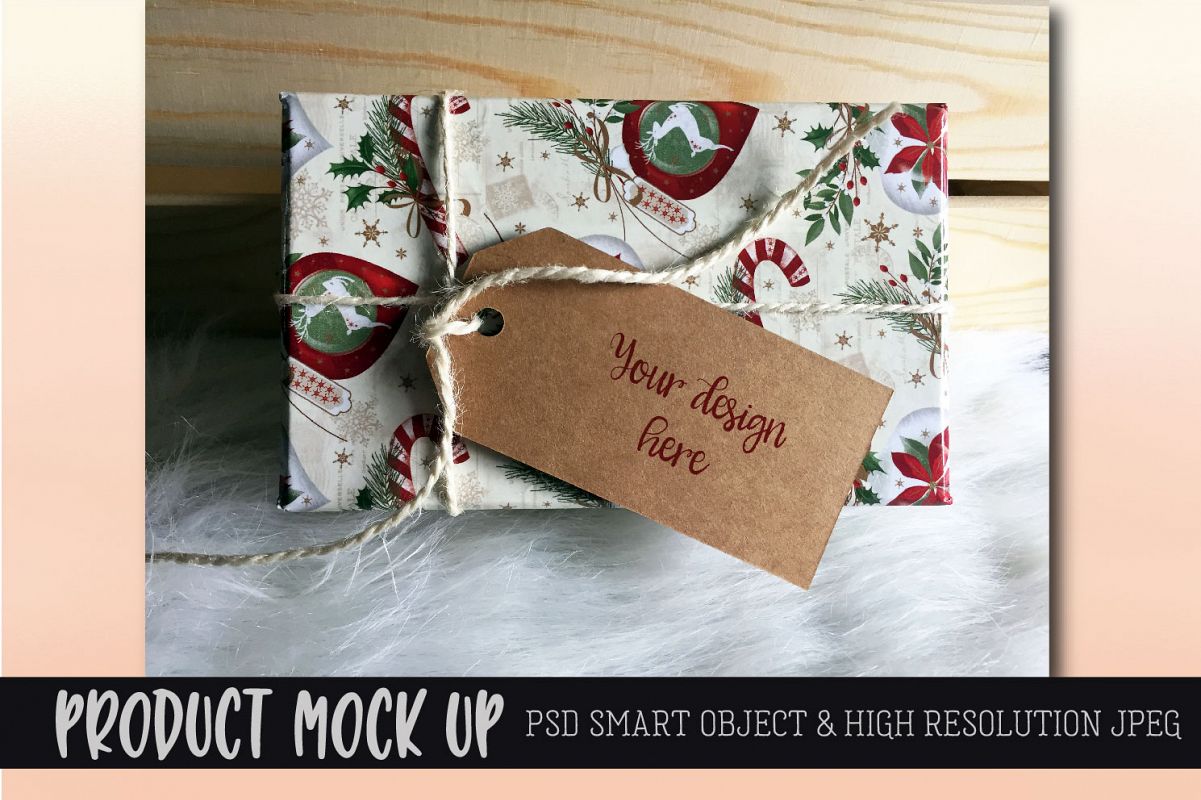 Download Christmas craft gift tag MOCK UP | PSD & JPEG