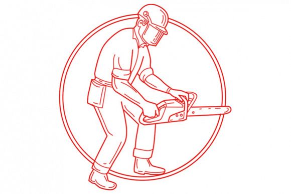Lumberjack Arborist Chainsaw Circle Mono Line example image 1