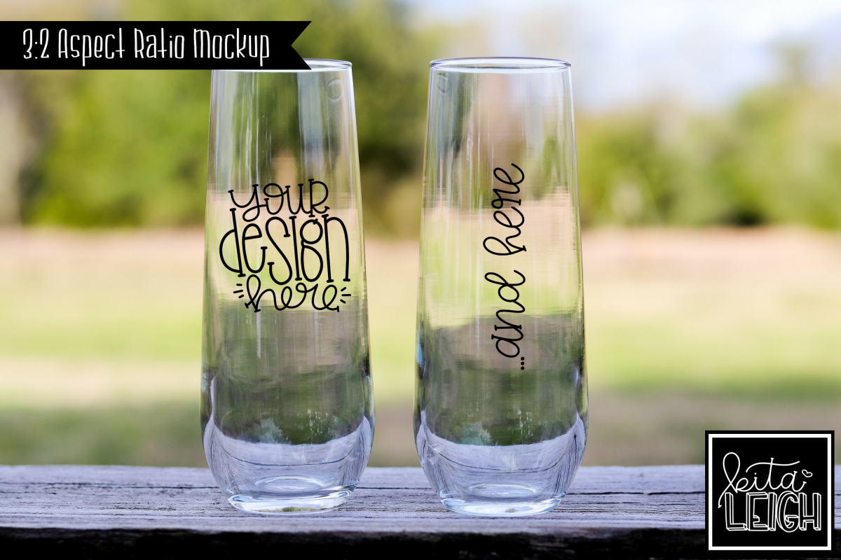 Bride and Groom Champagne Flute Rustic Wedding Mockup example image 1