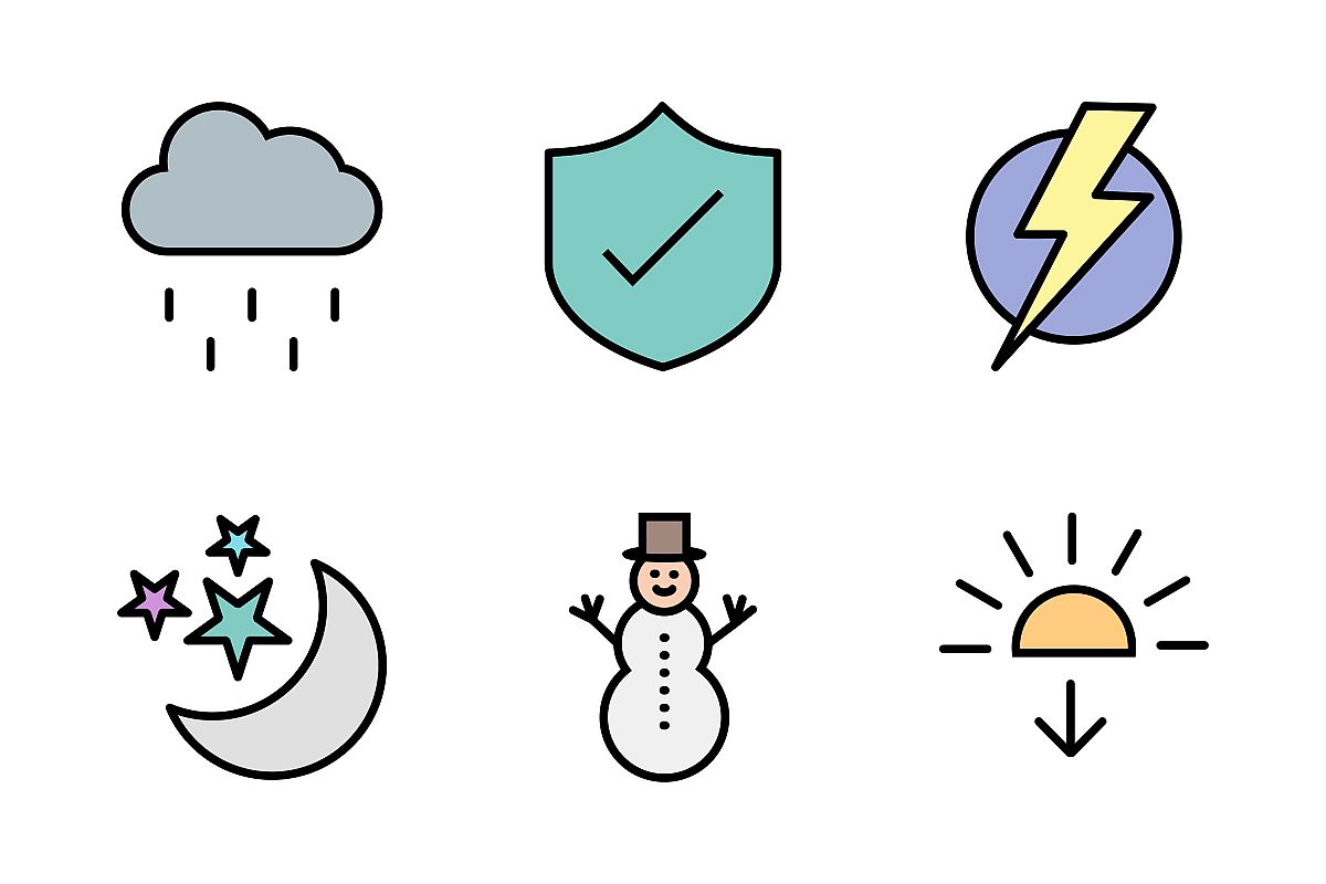Set Of Weather And Season Icons example image 1