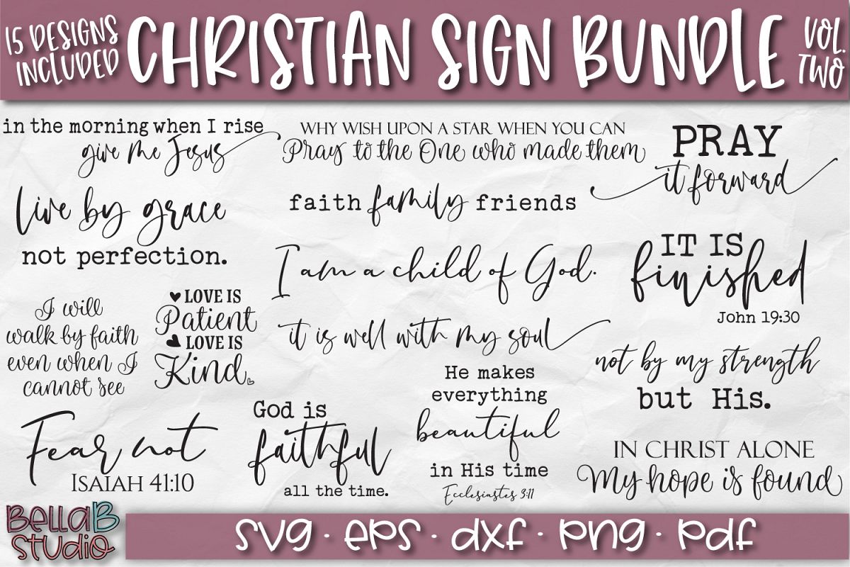 Christian Quotes SVG Bundle, Christian SVG Cut Files example image 1