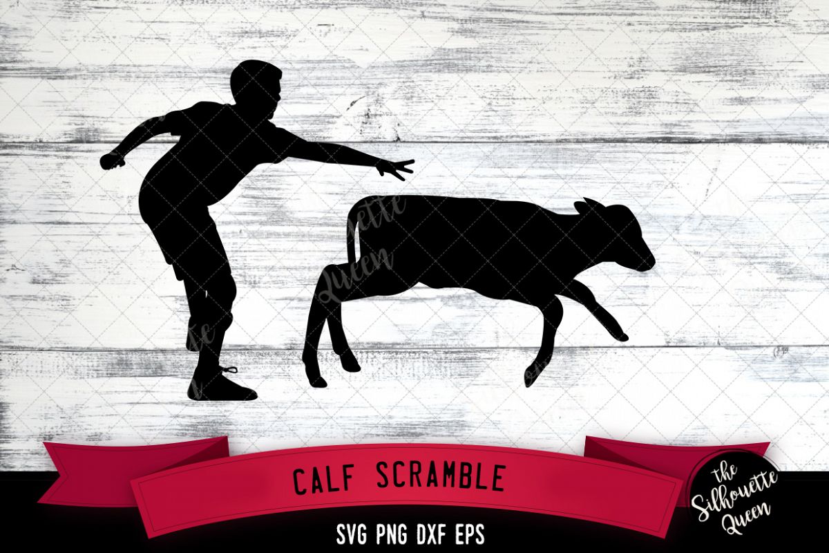 Calf Scramble svg file, rodeo cowboy western svg cut file, s example image 1