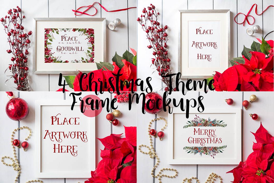 4 Frame Mockups- Red Christmas example image 1