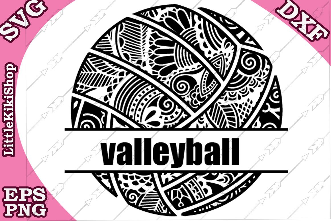 Volleyball Monogram Svg,Mandala Volleyball Svg,Zentangle Svg example image 1