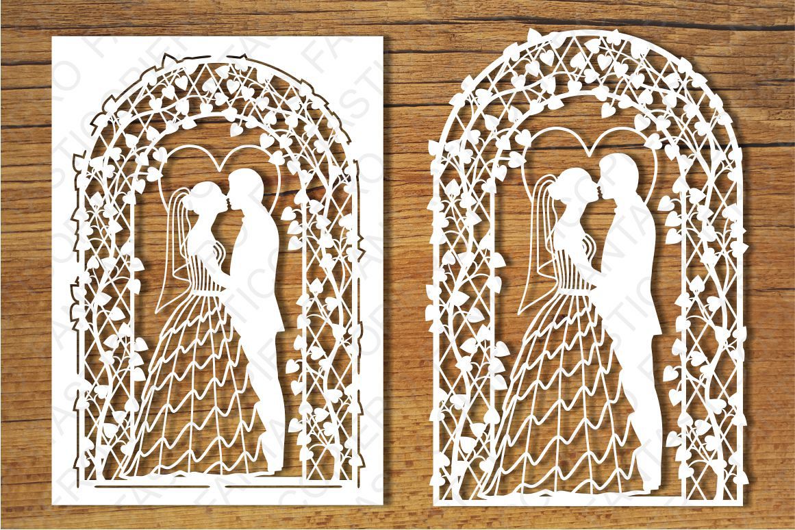 Wedding card 2 SVG files for Silhouette Cameo and Cricut. (69454) | Cut