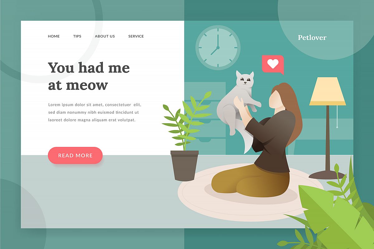 Pet lover landing - page illustration example image 1