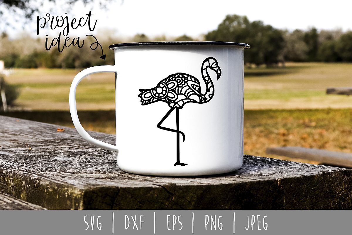 Flamingo Mandala Zentangle SVG, DXF, EPS, PNG, JPEG example image 1