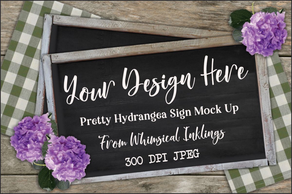 Pretty Hydrangea Sign Mock Up example image 1