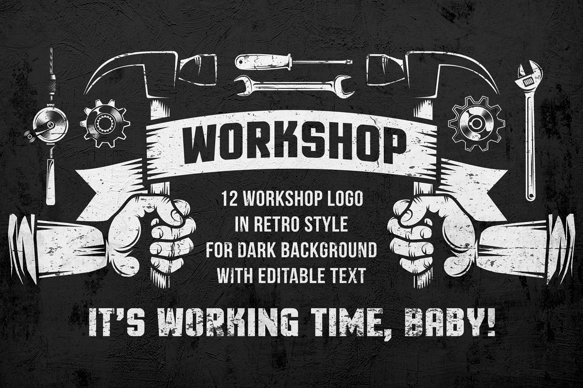 Workshop Emblems On Dark example image 1