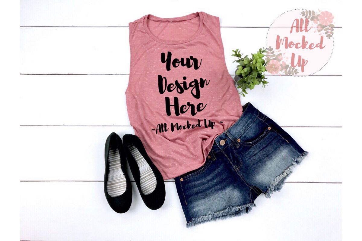 Bella Canvas 8803 MAUVE Muscle Tank Mock Up 3/19 example image 1