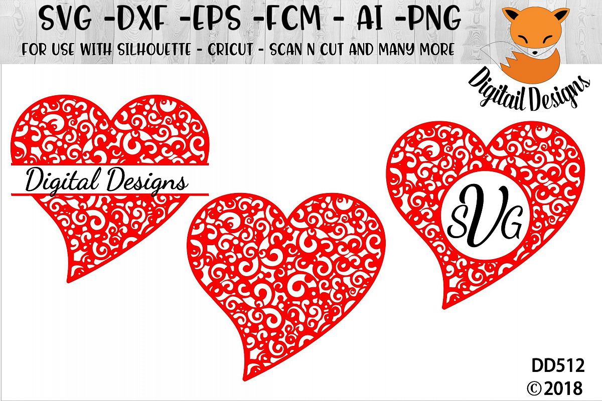 Valentine Heart SVG -Silhouette - Cricut (13548) | Cut Files | Design