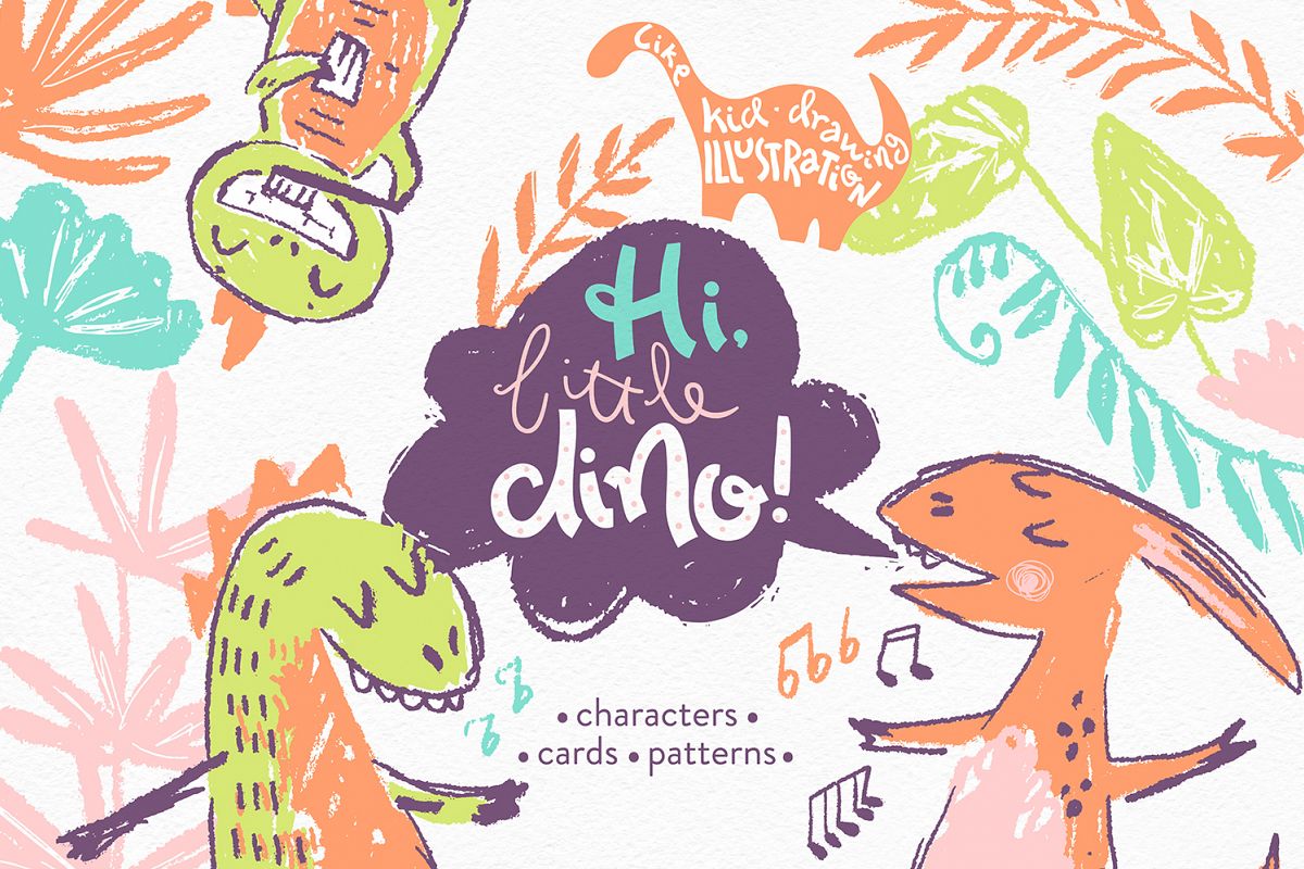 Hi, little DINO! Graphic kit example image 1