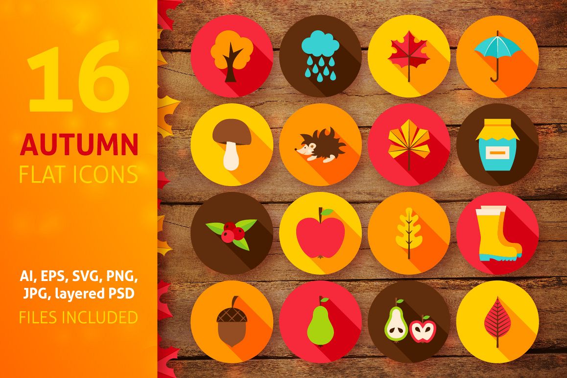 Autumn Flat Icons example image 1