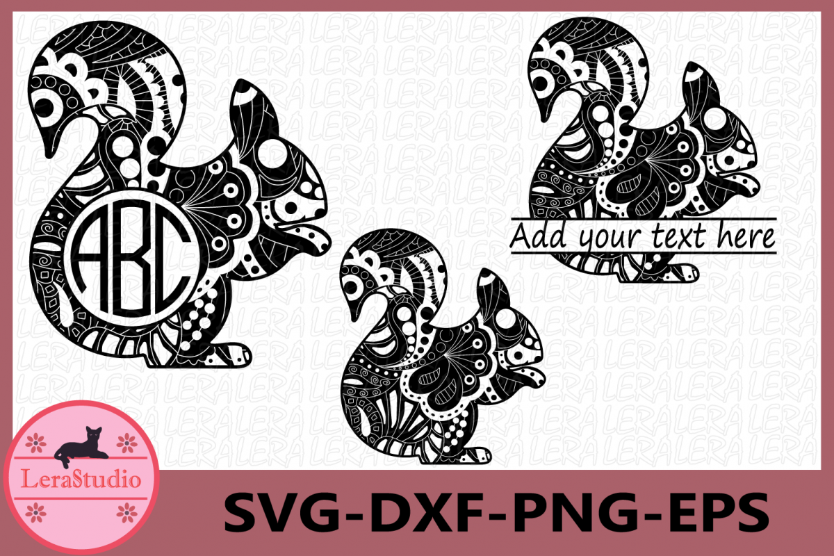 Squirrel Zentangle SVG, Animals Svg, Squirrel SVG, Monogram example image 1