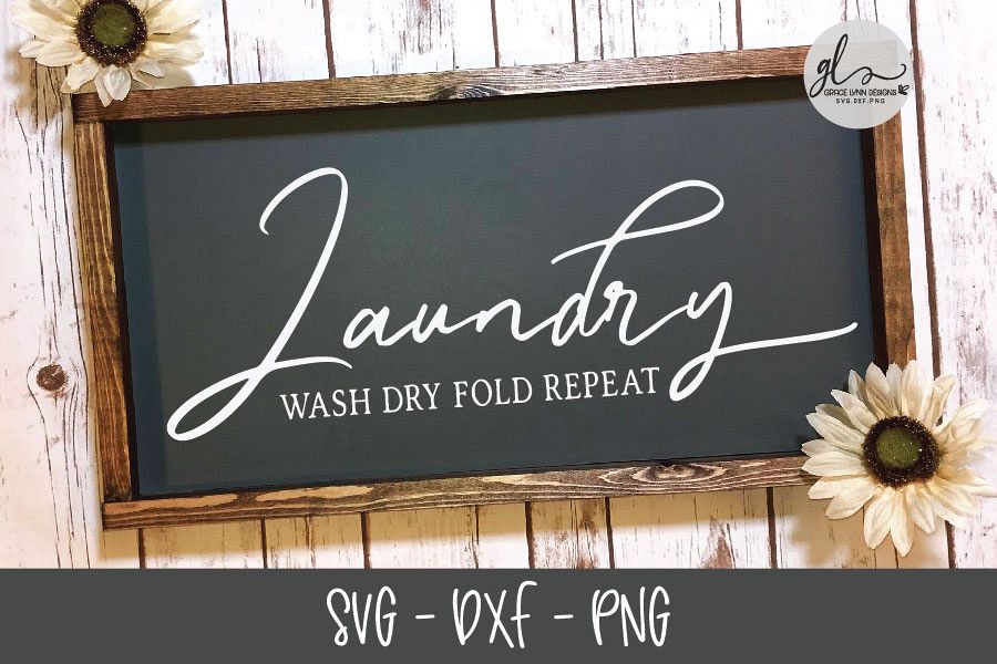 Laundry Wash Dry Fold Repeat - SVG Cut File example image 1