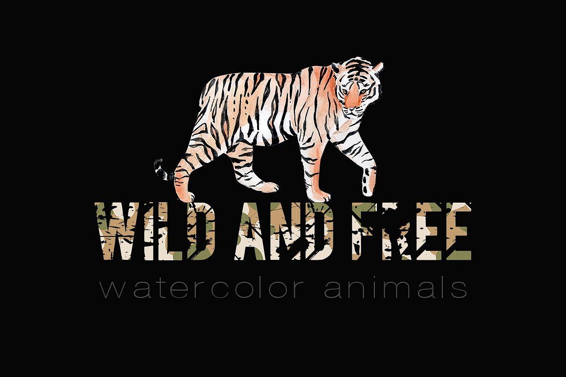Wild and free. Watercolor animals example image 1