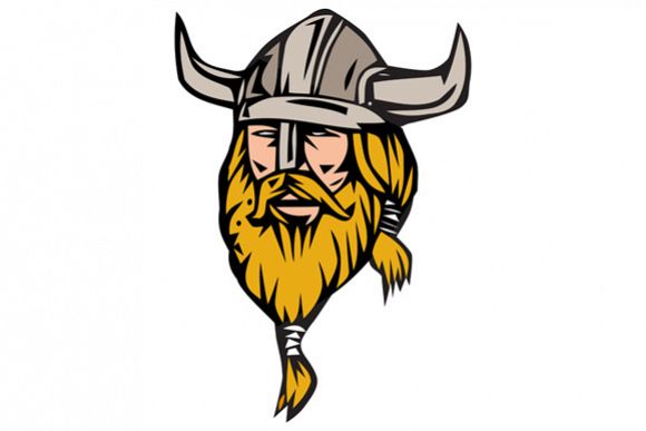 Viking Warrior Head Retro example image 1