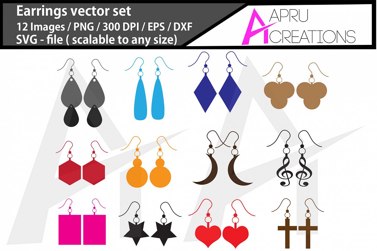 earrings svg / earrings silhouette example image 1