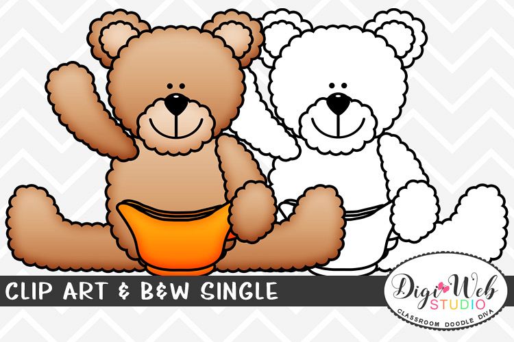 Clip Art & B&W Single - Thanksgiving Bear w/ Gravy Boat example image 1