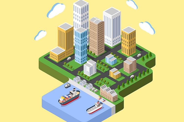Flat isometric city example image 1