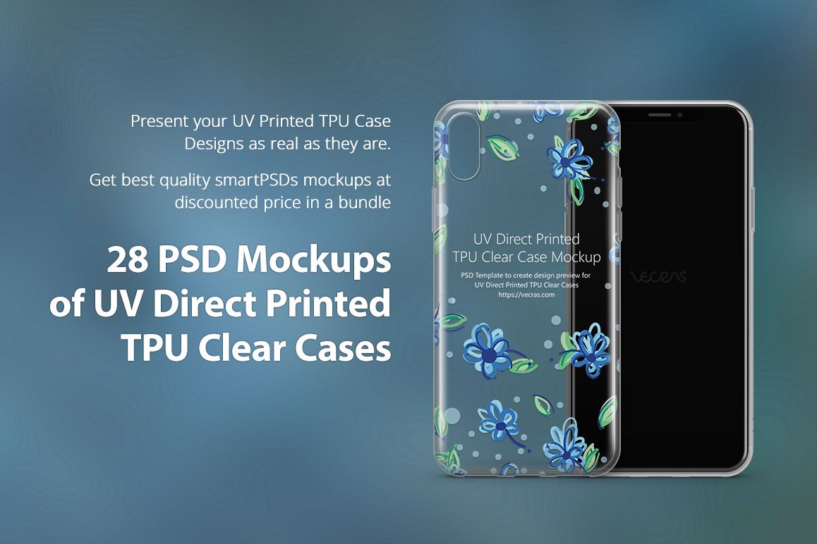 UV TPU Clear Phone Case Mockup Bundle of 28 PSDs example image 1
