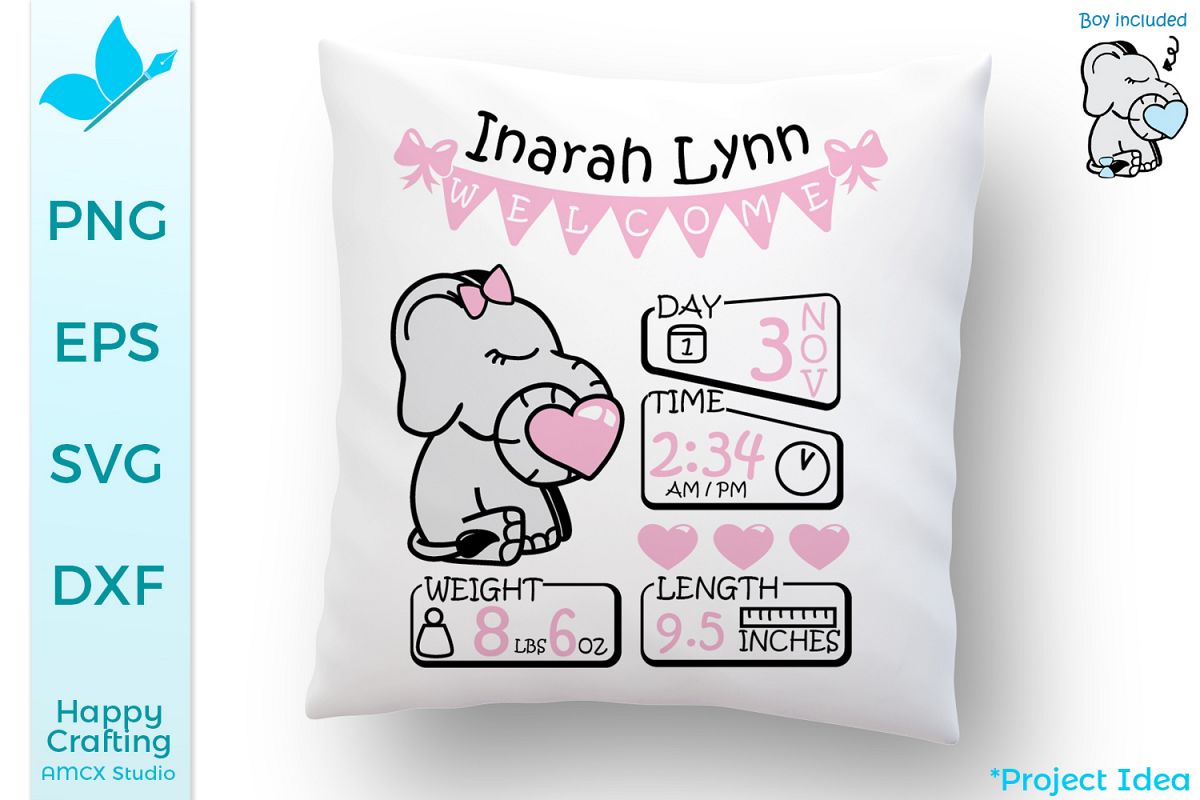 Download Baby Elephant SVG Files - A cute baby announcement