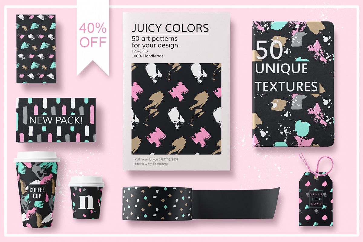 50 bright and Fun Seamless patterns. Colorful backgrounds. example image 1