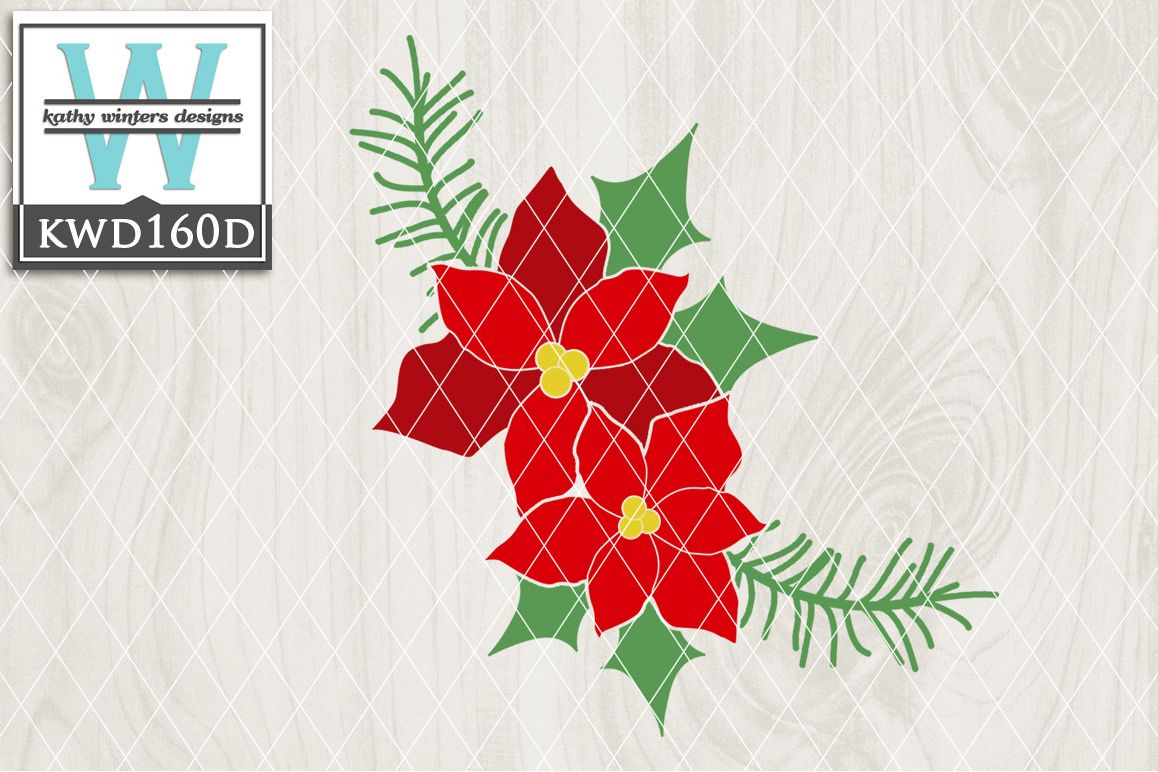 Christmas SVG - Poinsettias KWD160D example image 1