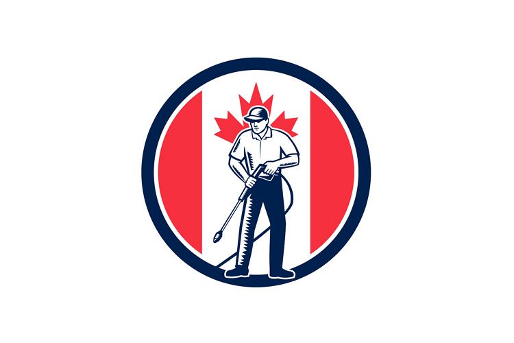 Canada Pressure Washing Flag Circle Retro example image 1