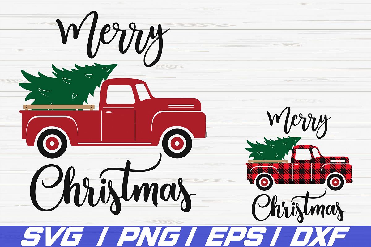 Christmas truck tree SVG / Merry Christmas SVG / Cricut example image 1