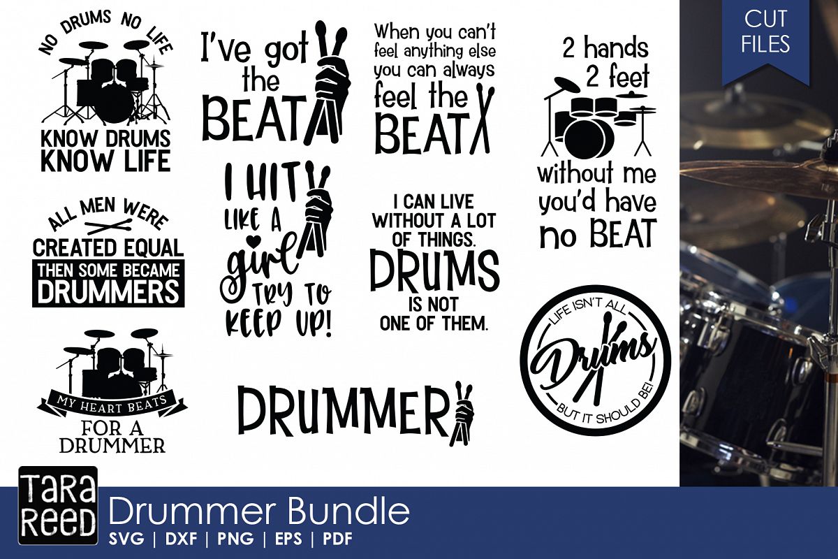 Drummer SVG and Cut Files for Crafters example image 1