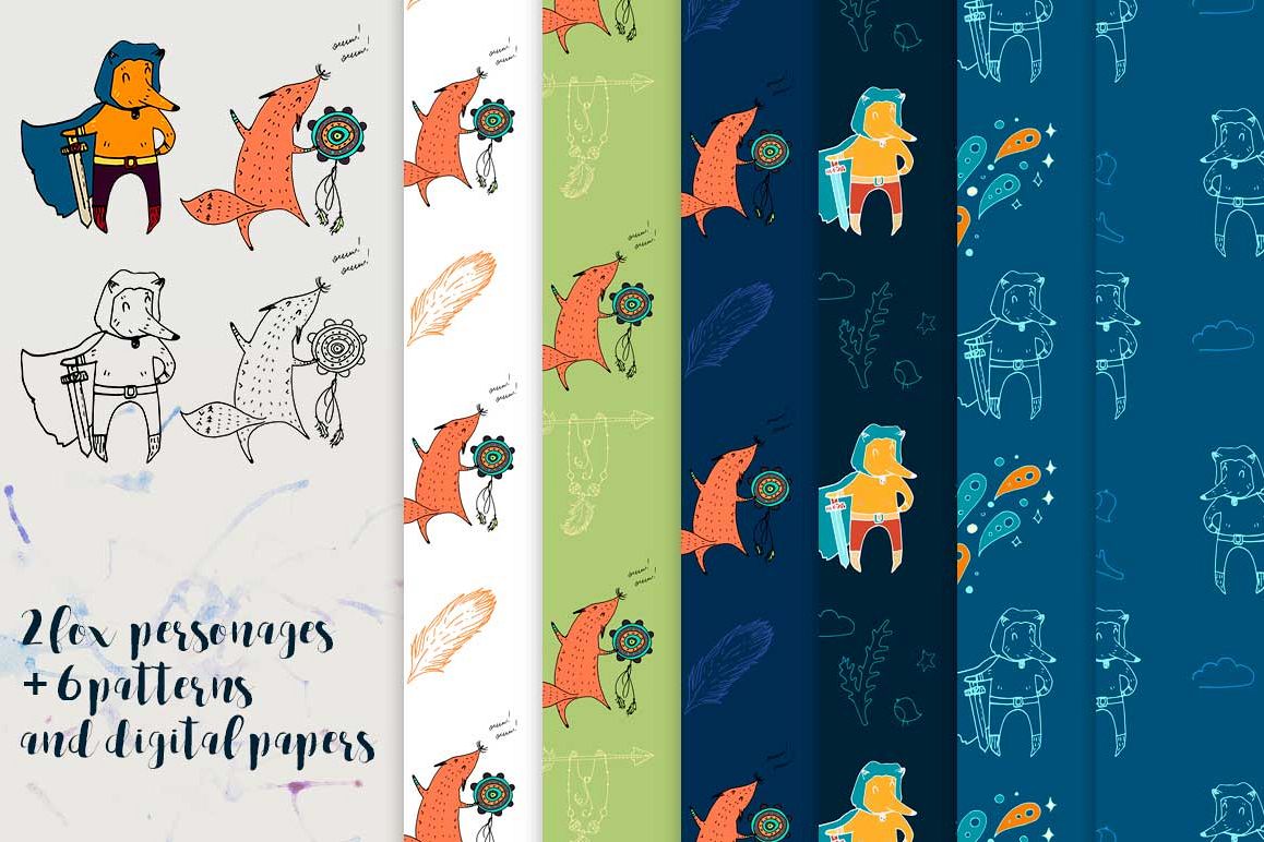 Fox personages and patterns example image 1