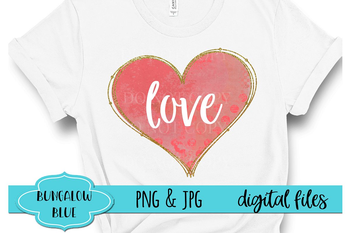 Love Pink Glitter Frame Heart Digital Download example image 1