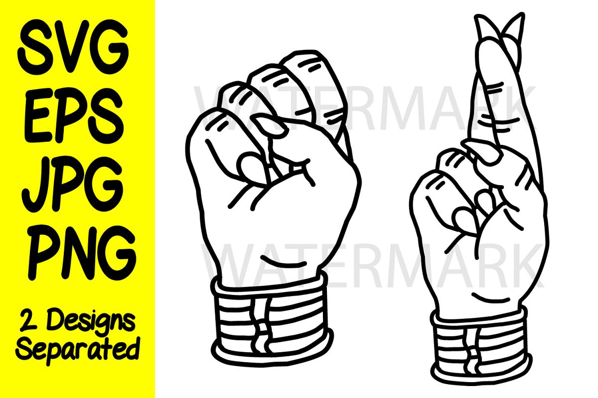 Devil Fist and Devil Finger Crossed - JPG PNG SVG EPS example image 1