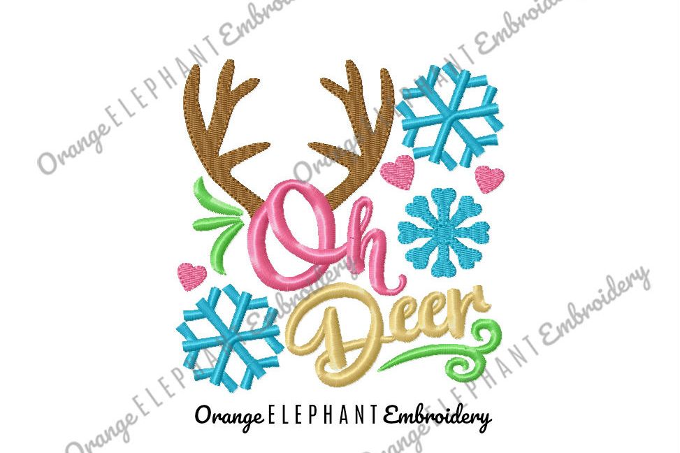 Oh Deer Unique Urban Machine Embroidery Design digital File example image 1