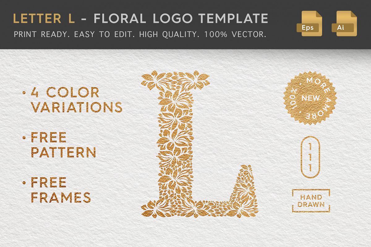 Letter L - Floral Logo Template example image 1