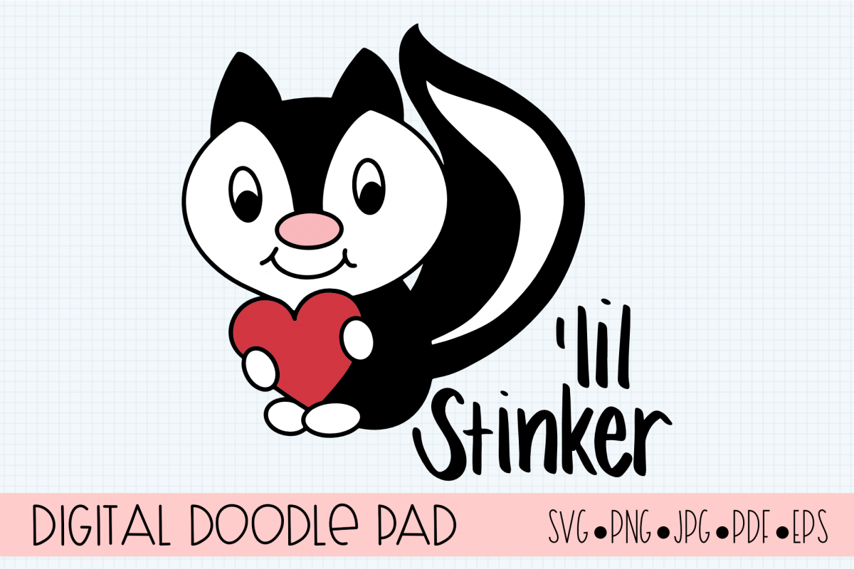 'lil Stinker Skunk SVG, Silhouette and Cricut Cut Files example image 1