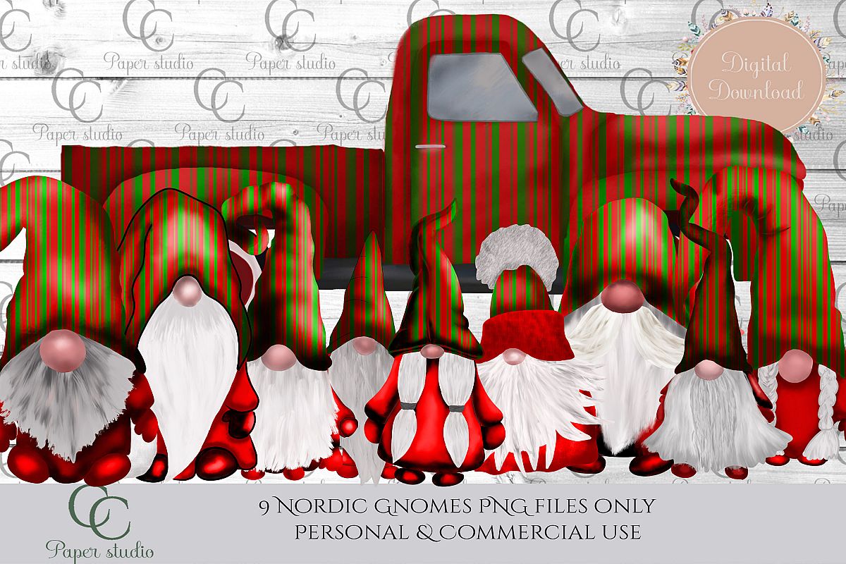 Scandinavian Tomte Gnomes - Christmas stripe special example image 1