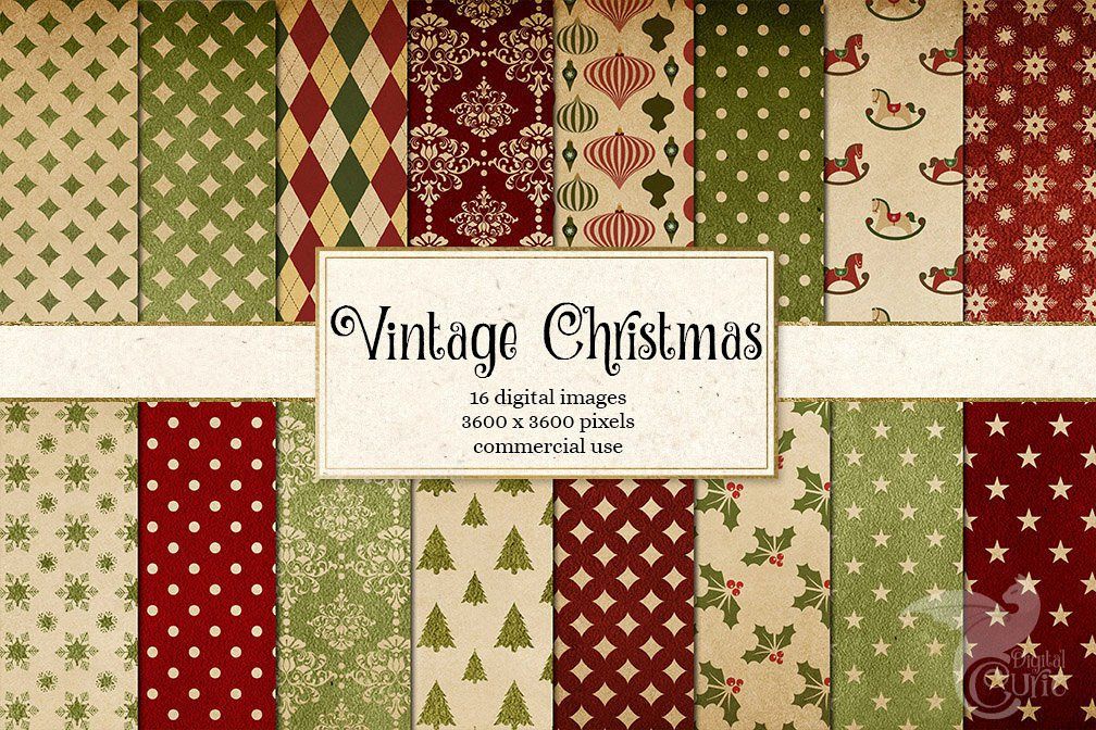 Vintage Christmas Digital Paper example image 1